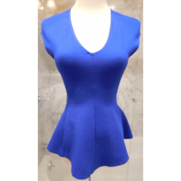 Women's WILFRED Royal Blue Cap Sleeve V-Neck Rayon Blend Top XXS - Picture 1 of 6